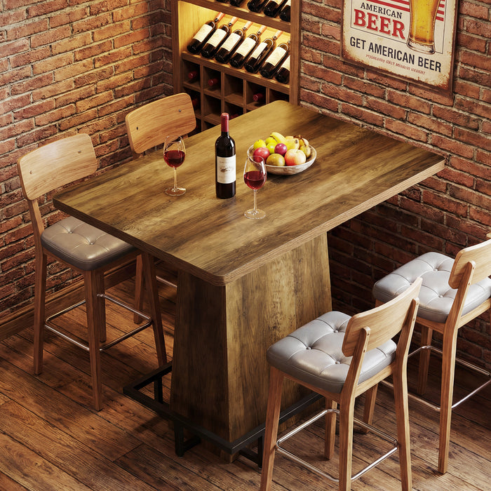 Tribesigns 47" Bar Table, Rustic Industrial Pub Table with Footrest for Kitchen Bar Restaurant