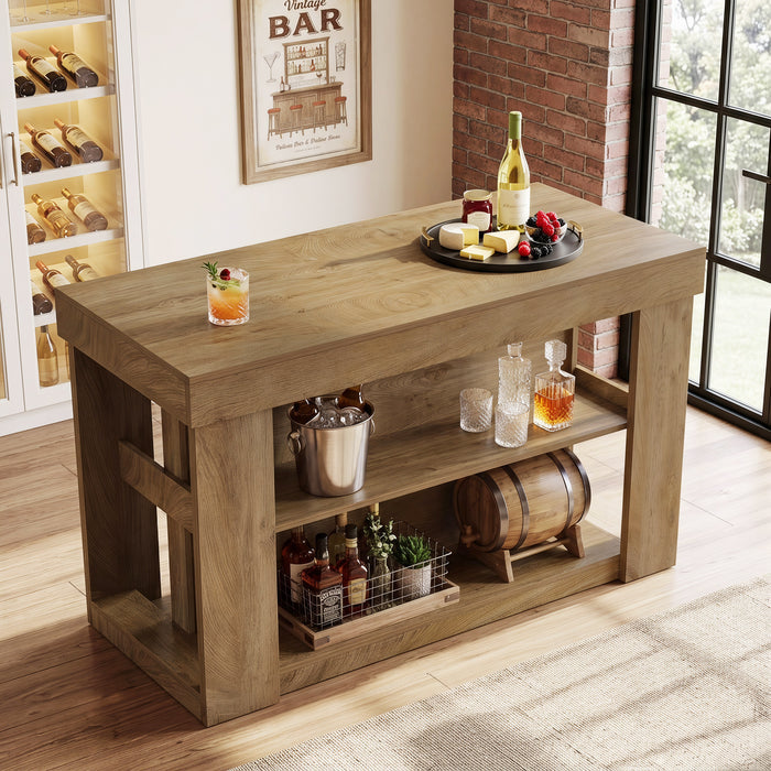 Tribesigns 55-Inch Bar Table with 2 Storage Shelves, Farmhouse Pub Table for Kitchen and Home Bar