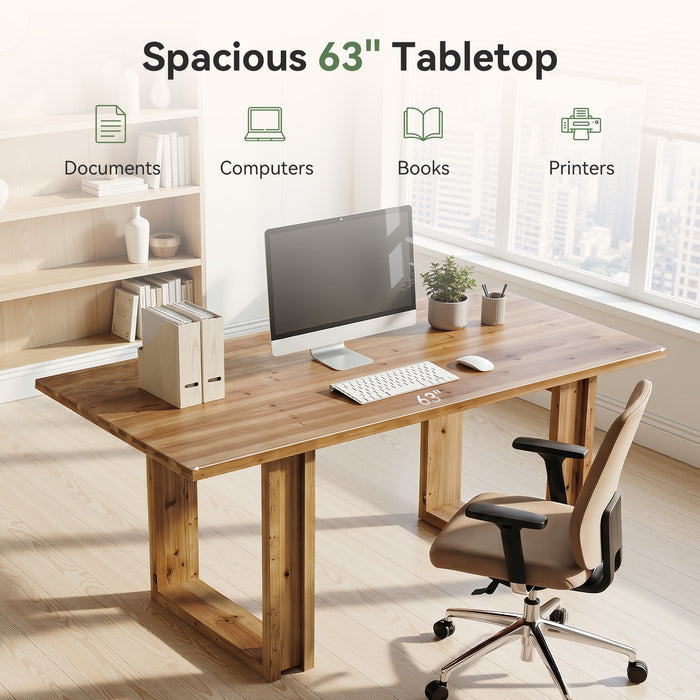 Tribesigns 63-Inch Executive Desk, Large Solid Wood Desk for Home Office