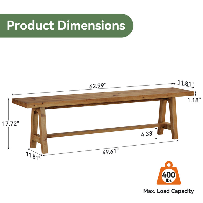 Tribesigns 63-Inch Solid Wood Dining Bench, Farmhouse Kitchen Bench