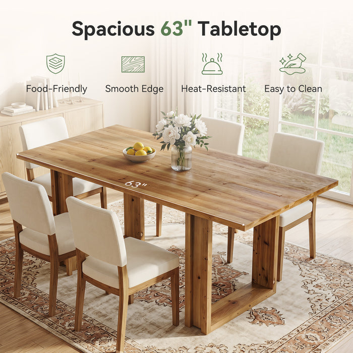Tribesigns 63-Inch Solid Wood Dining Table, Farmhouse Kitchen Table for 4-6
