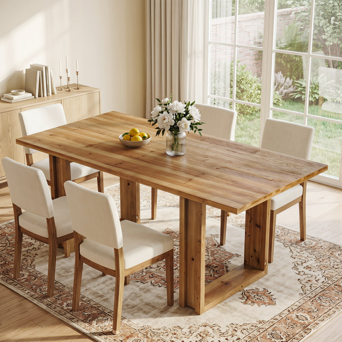 Tribesigns 63-Inch Solid Wood Dining Table, Farmhouse Kitchen Table for 4-6