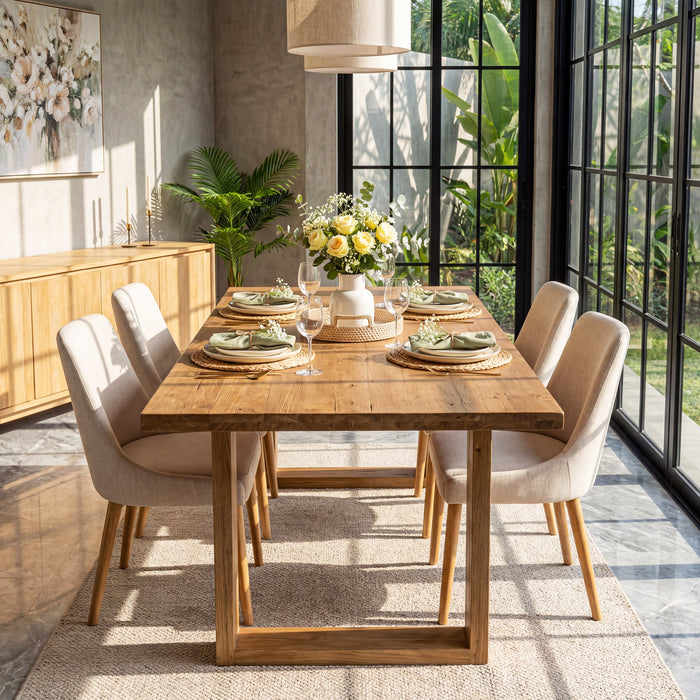 Tribesigns 63-Inch Solid Wood Dining Table, Farmhouse Kitchen Table for 4-6