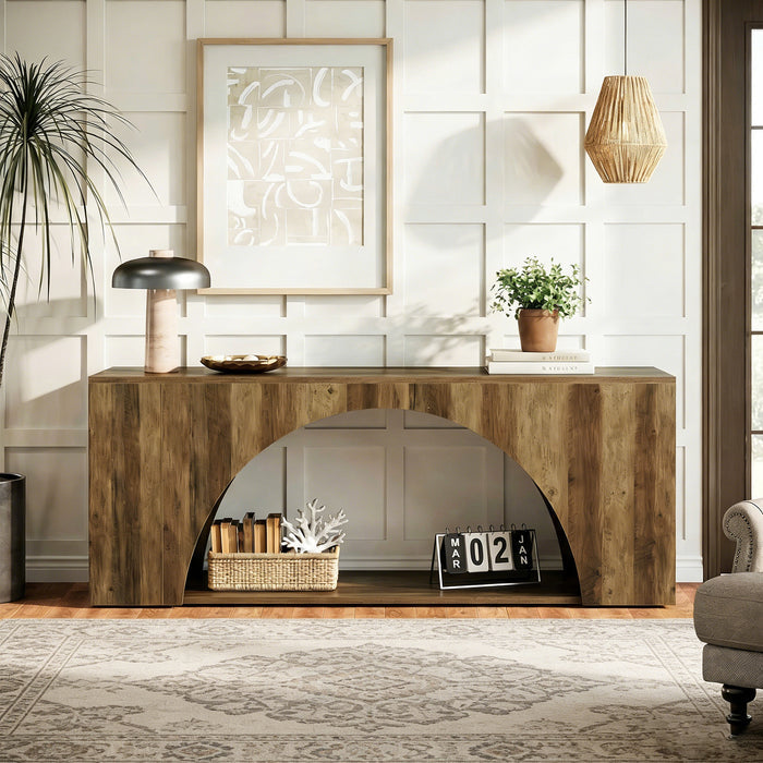 Tribesigns 63" Wood TV Stand, Media Console with Shelves for Living Room