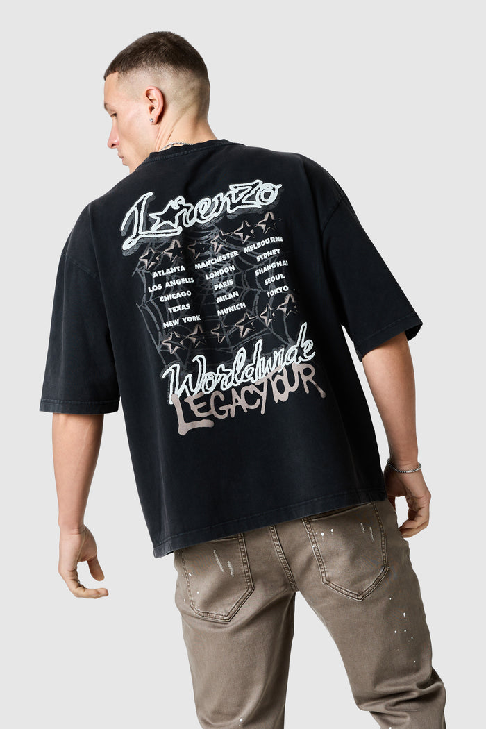 Utopia Tee - Black Acid Wash