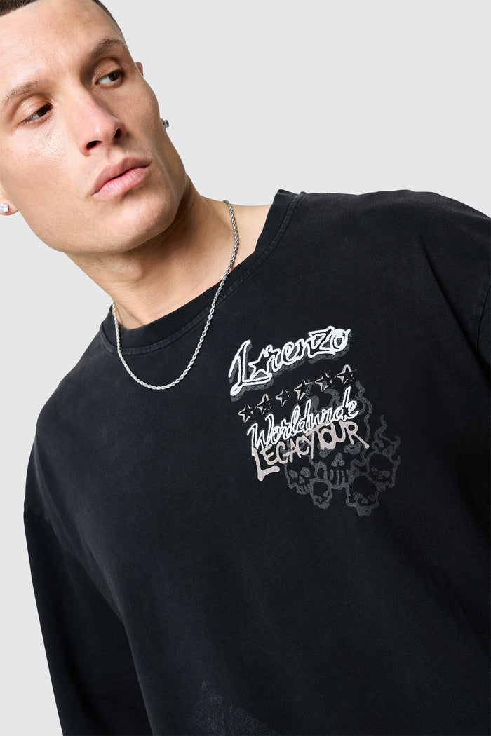 Utopia Tee - Black Acid Wash
