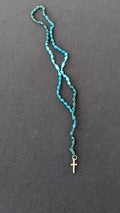 Virigated Blue, Knotted Rosary, small