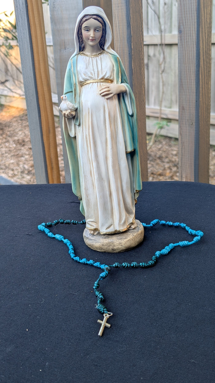 Virigated Blue, Knotted Rosary, small