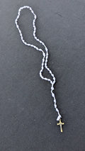 White Knotted Rosary with Nickel Crucifix - Small