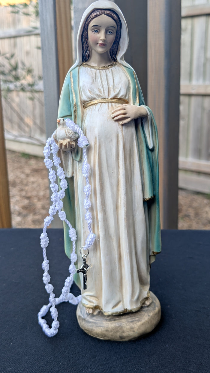 White Knotted Rosary with Nickel Crucifix - Small
