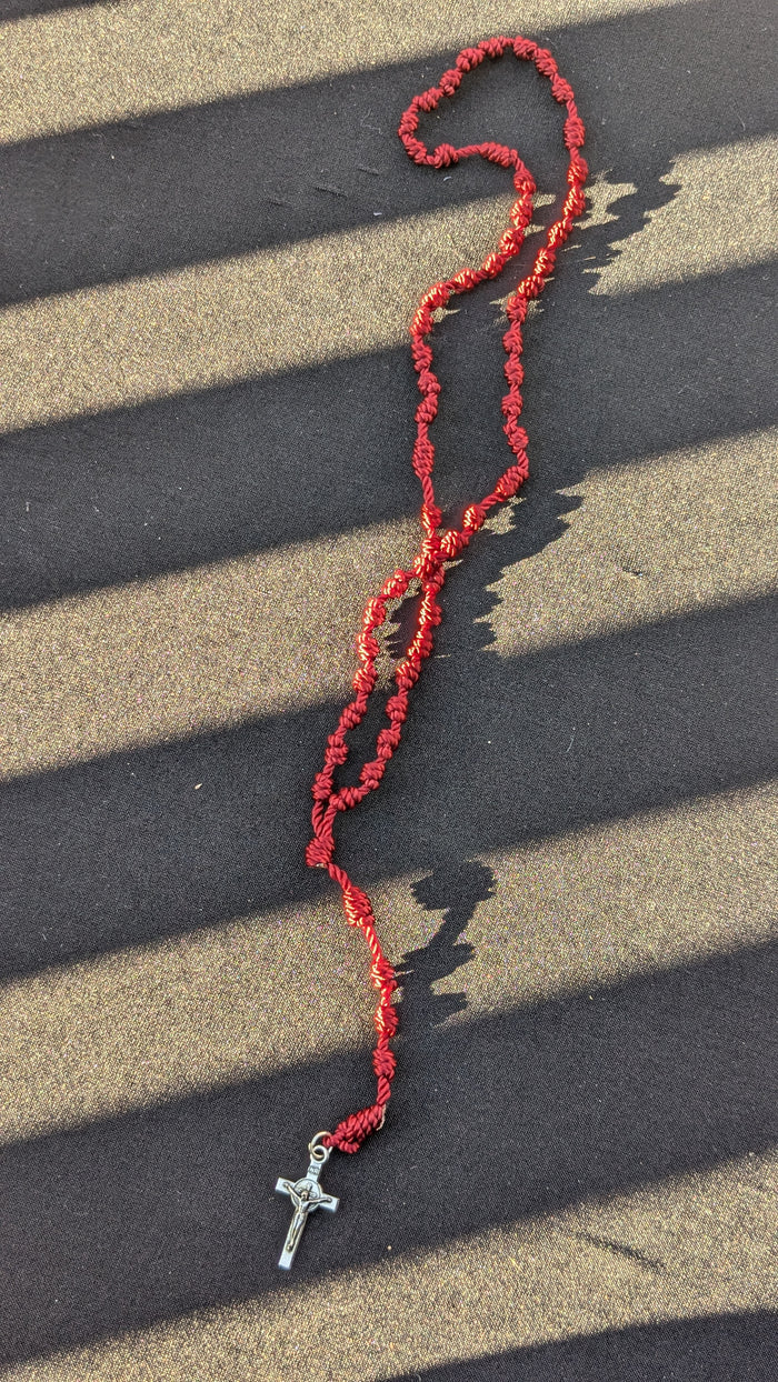 Wine Knotted Rosary, small
