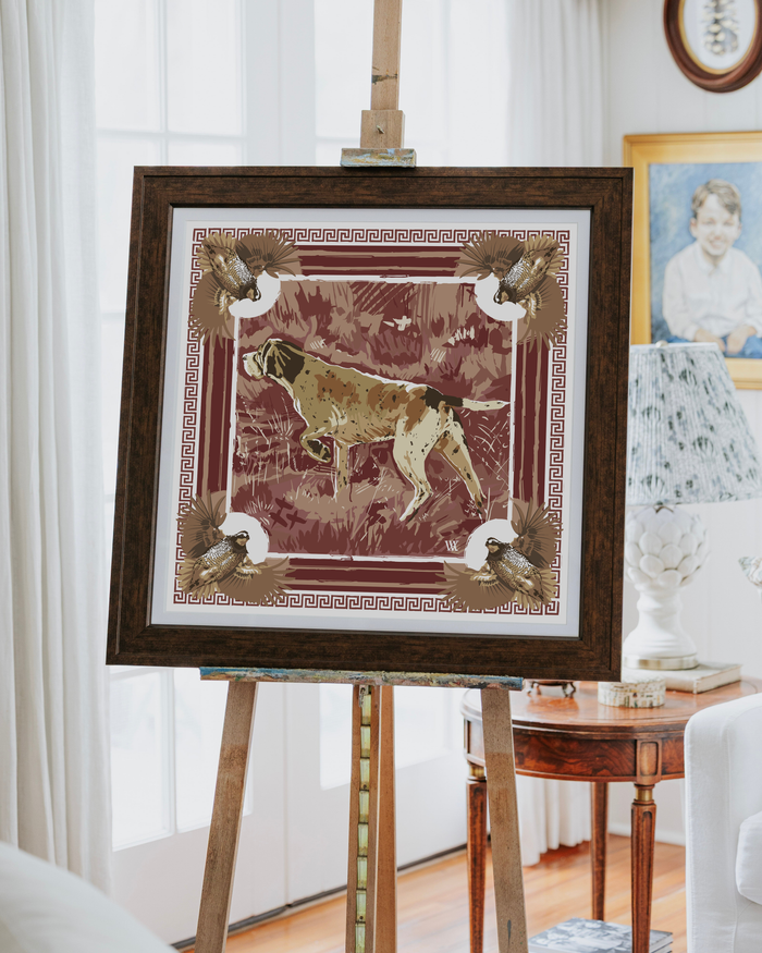 Wine Pointing Strong Framed Scarf Print