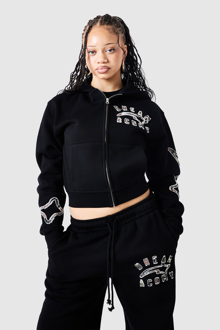 Womens Camo College Hood - Black