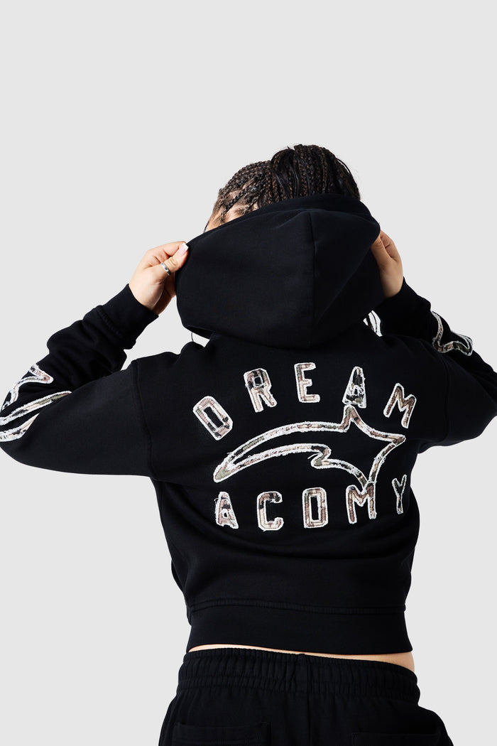 Womens Camo College Hood - Black
