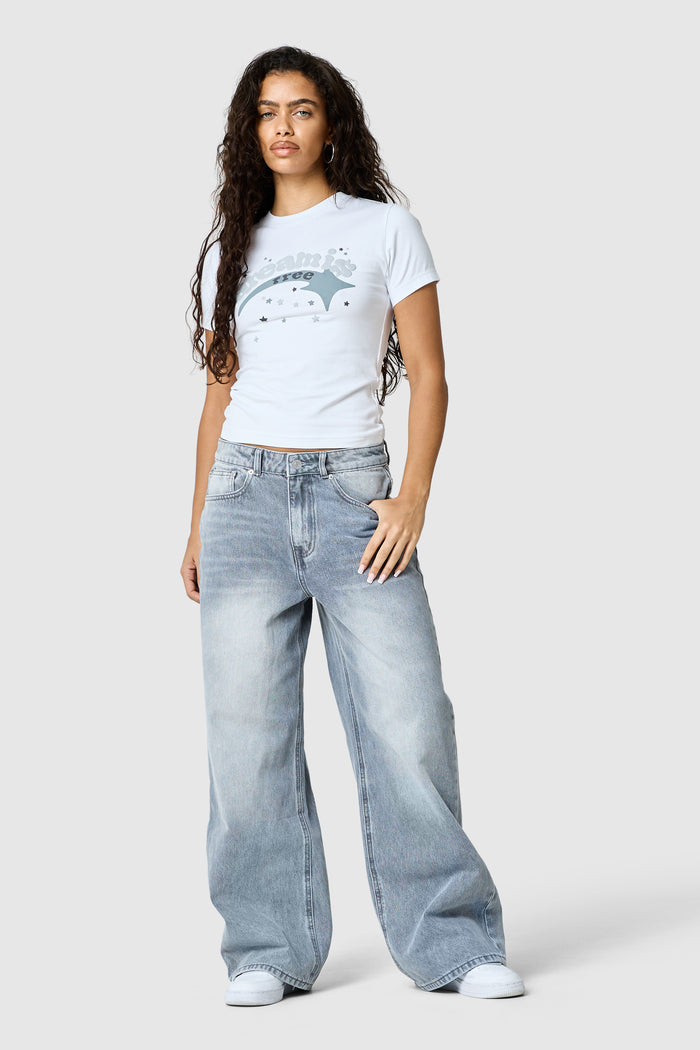 Womens Shooter Baby Tee - White