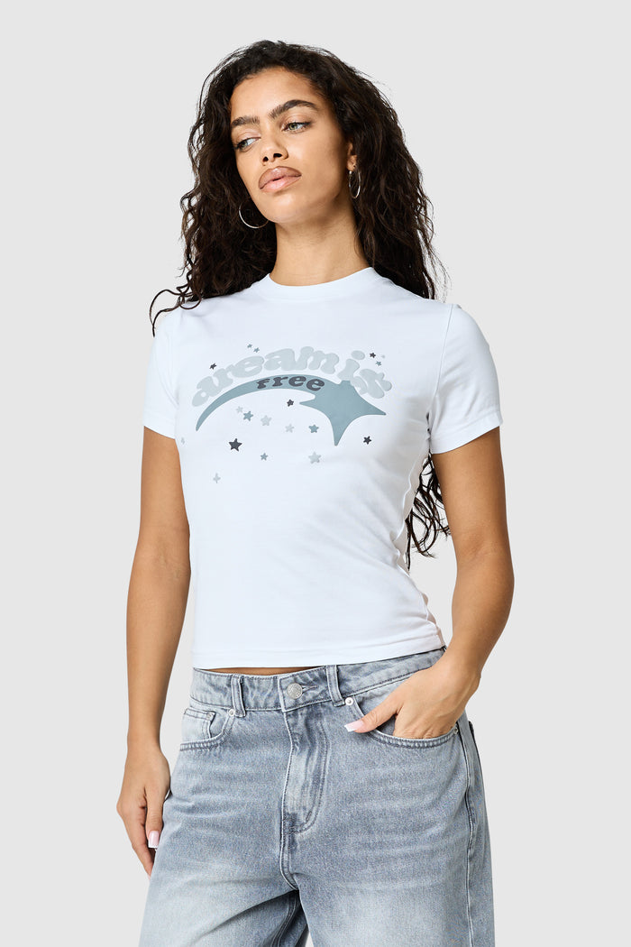 Womens Shooter Baby Tee - White