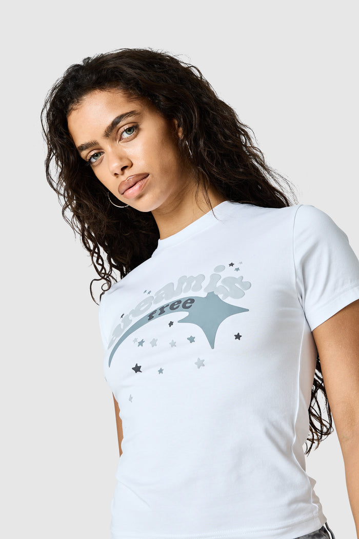 Womens Shooter Baby Tee - White