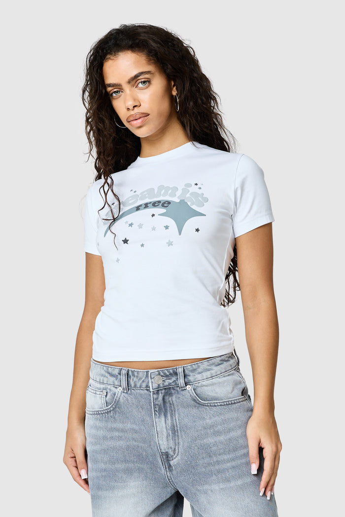 Womens Shooter Baby Tee - White