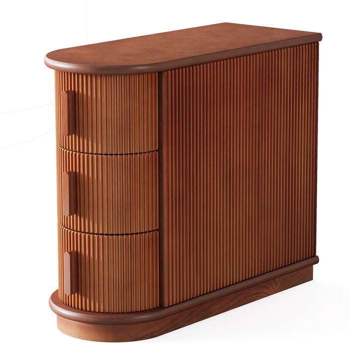 Wood End Table, Narrow Side Table Nightstand with 3 - drawer Tribesigns