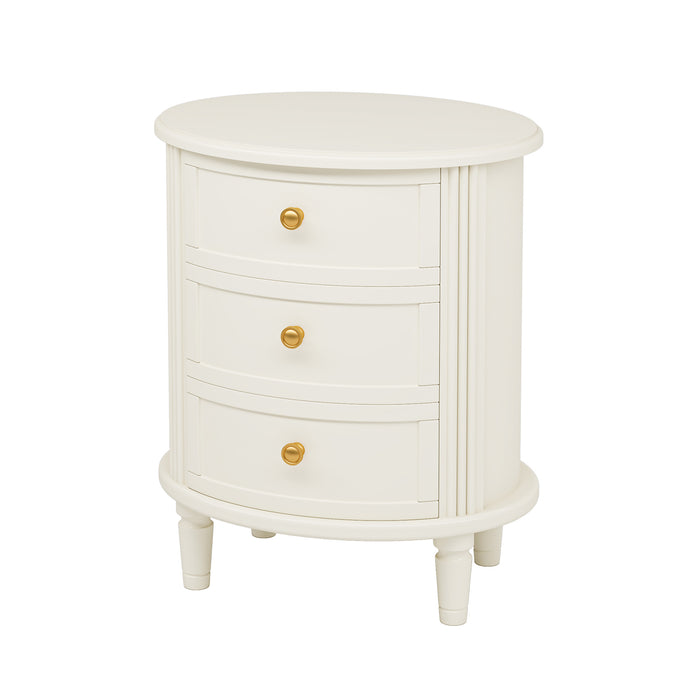 Wood Nightstand Bedside Table with 3 Drawers & Solid Wood Legs