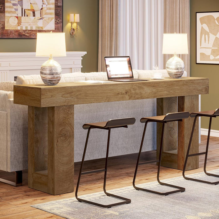 Wooden Sofa Table, 63-Inch Console Table For Entryway
