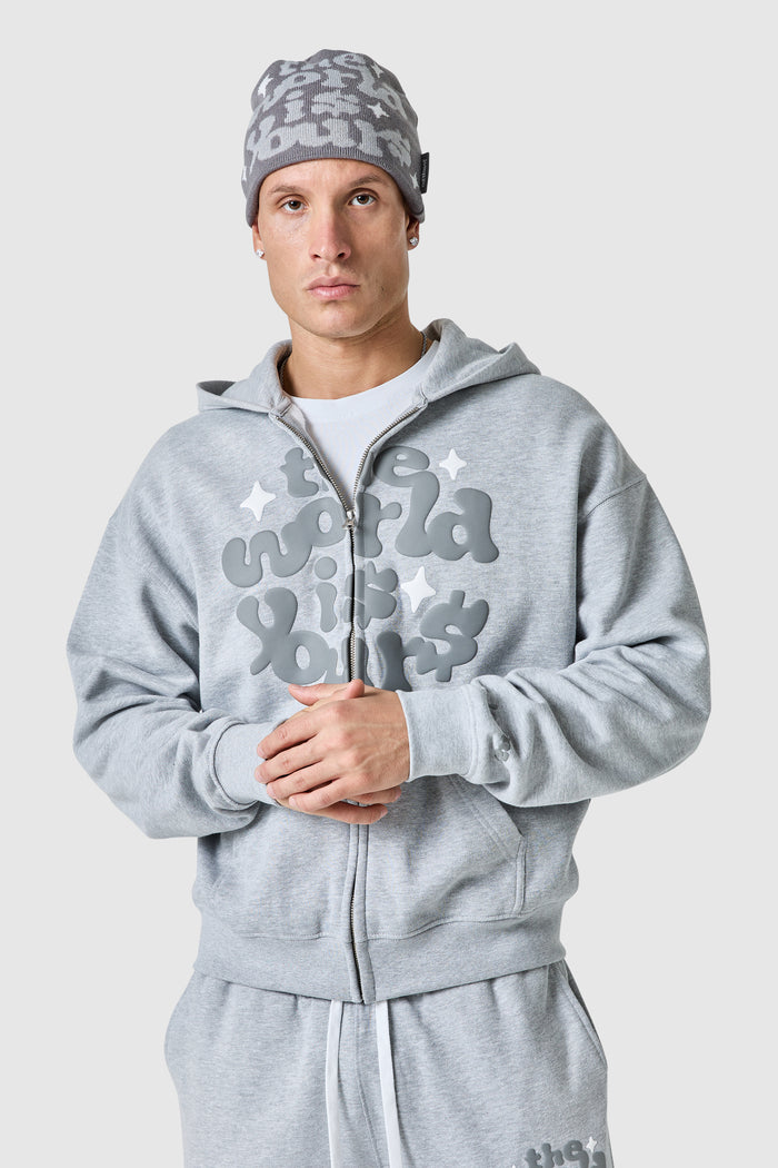 World Is Yours Fz Hood - Grey Marl