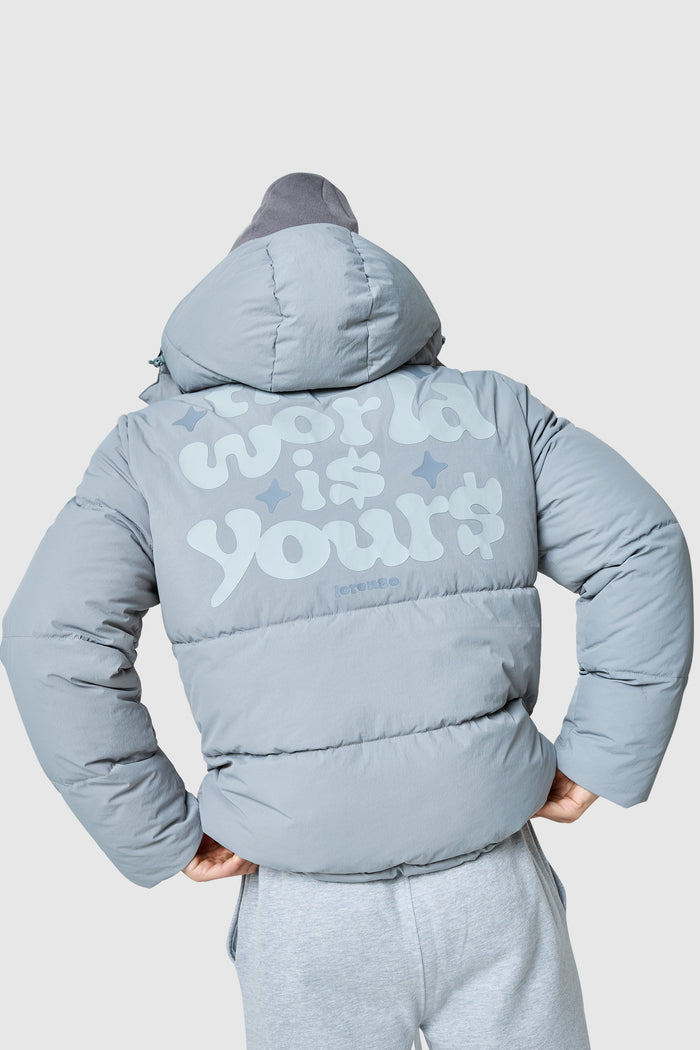 World Is Yours Puffer Jacket - Moon Grey