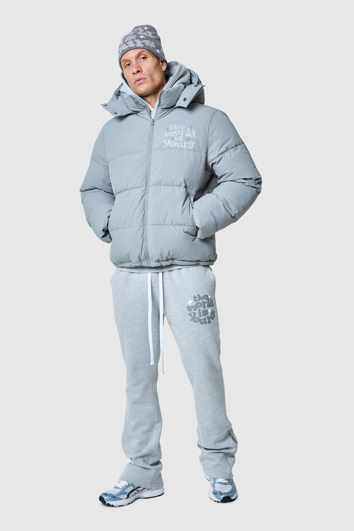 World Is Yours Puffer Jacket - Moon Grey
